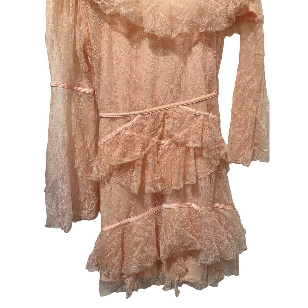 Alice McCall Blush Lace Ruffle Off Shoulder Mini Dress 6 - Picture 7 of 8